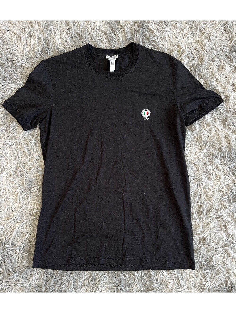 Dolce & Gabbana Black Logo Embroidered T-Shirt Size L